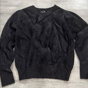 Cyrus Fuzzy Eyelash Knit Black Crewneck Sweater Size Small NWOT